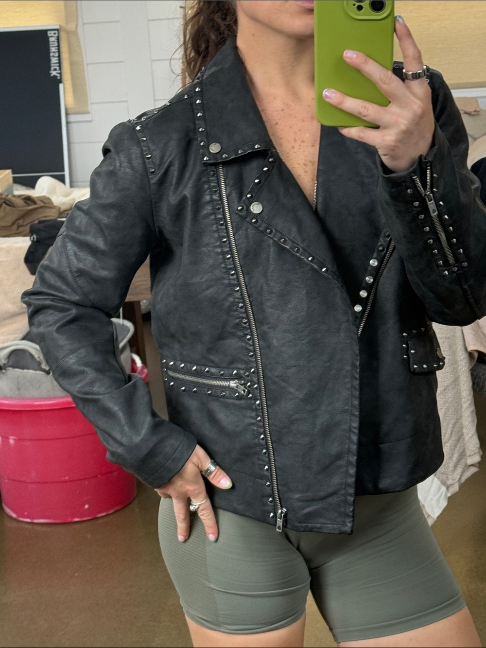 William Rast Black Studded Leather Moto Jacket
